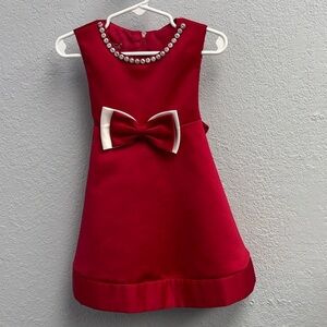 2T Princess Faith satin Christmas dress with Crystal neck, Classic Sash, EUC.